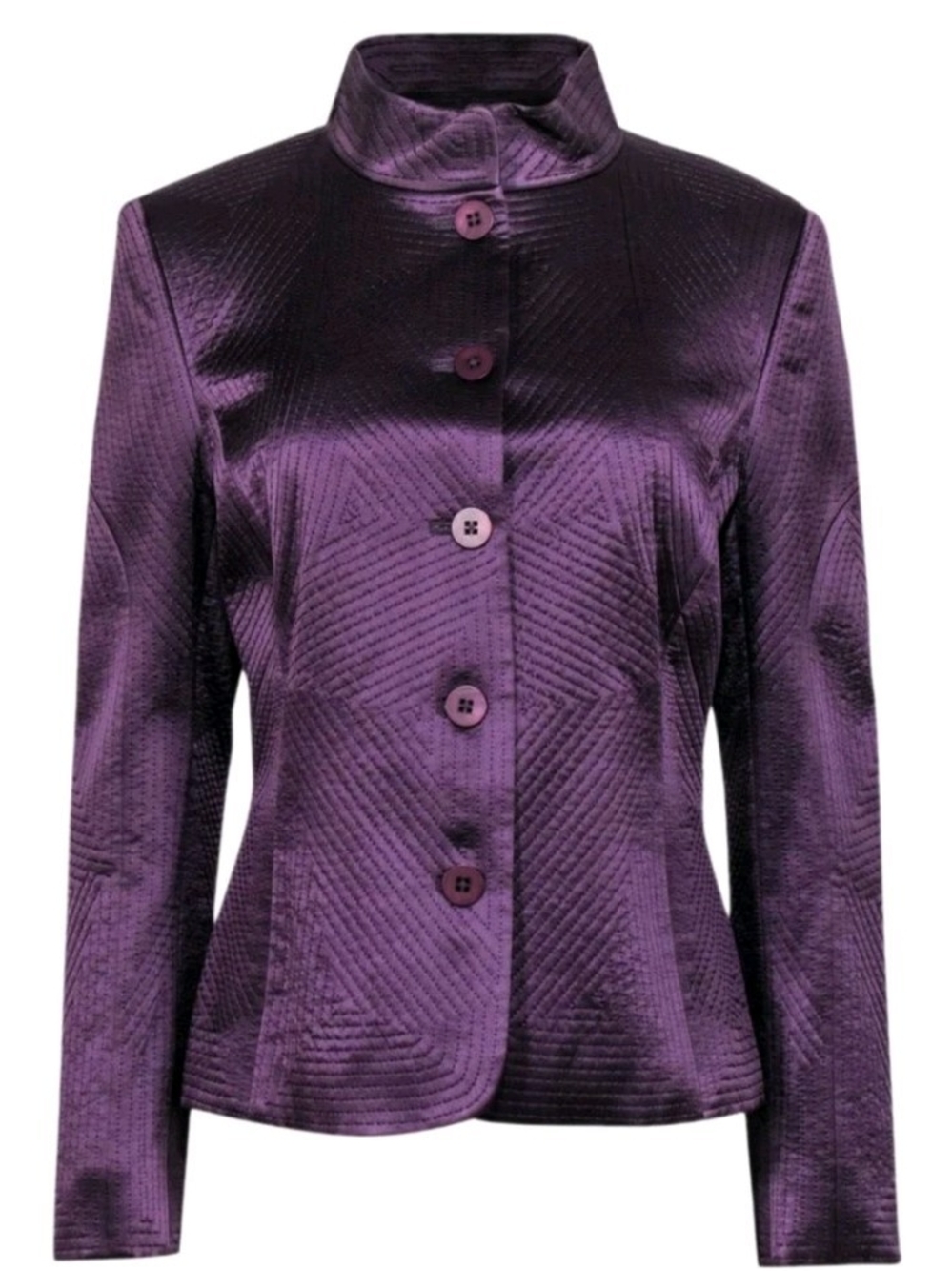 Women's Quilted Satin Purple Jacket